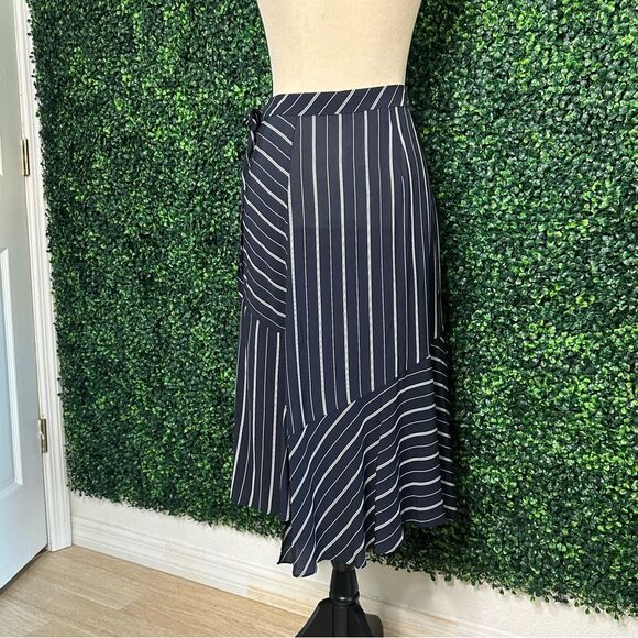 NWT JOIE Womens Stripe LUNDYN Midnight Skirt Career Flowy Navy Sz 2 - Picture 5 of 10